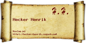 Hecker Henrik névjegykártya